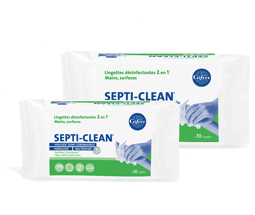Gifrer  Septi-Clean lingettes désinfectantes mains et surfaces - biocide